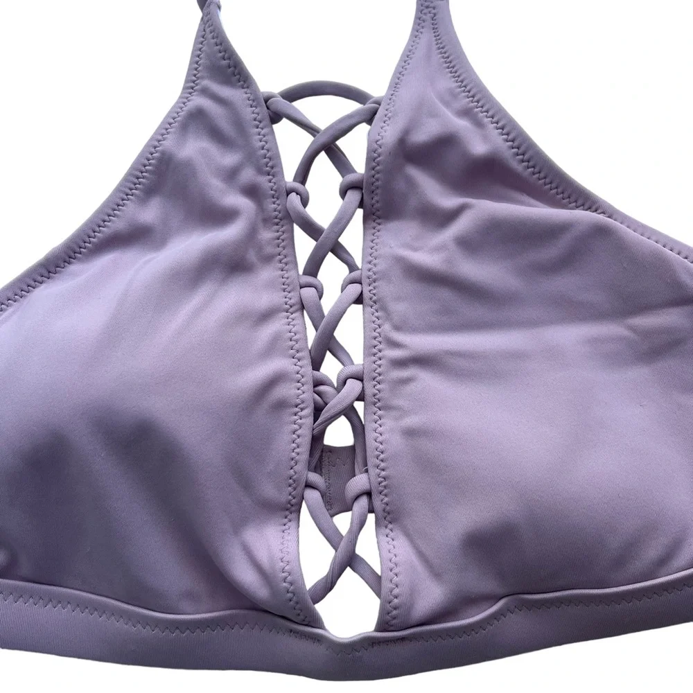 Victoria’s Secret Pink Womens Small Mauve Halter Criss-cross Swimwear Bikini Top